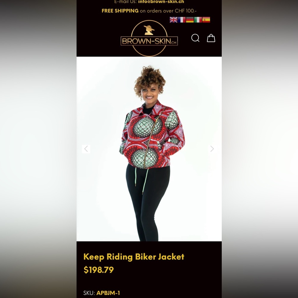 Swiss Brand “Brown-Skin.ch” Keep Riding Neon African Wax Print Bomber Jacket - Picture 6 of 15